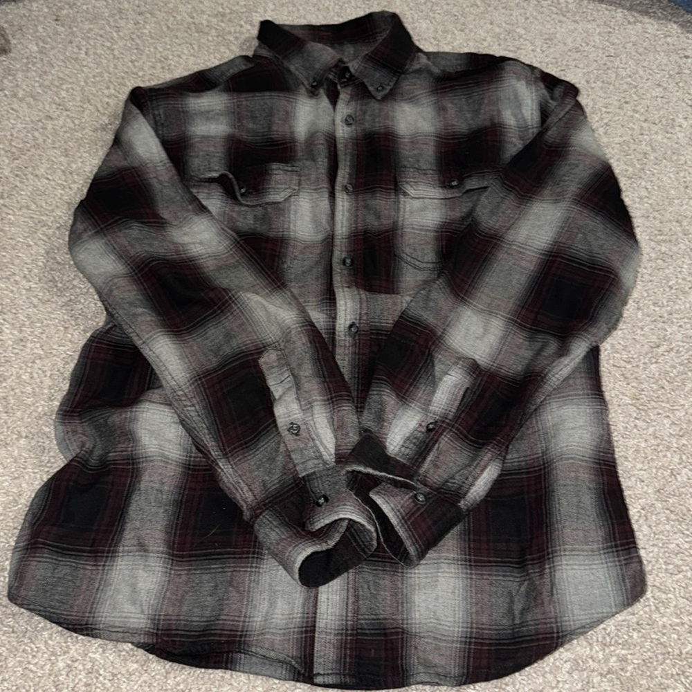 Men’s Large Grey and Black Flannel